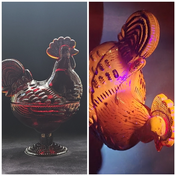 Westmoreland cadmium glass rooster - Picture 1 of 8